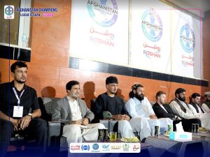 Afghanistan national cricket team player attends a football match